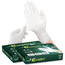[FUSHI&MON] Nitrile Gloves, Rubber Gloves, Nitrile Gloves, Vinyl Gloves, Disposable Gloves, Powder Free, For Work, Cooking, Protection, Powder Free, 50/100 Sheets, White, 100 Pieces, M