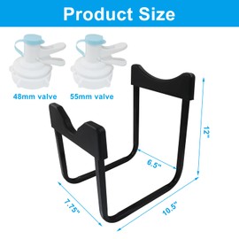 LifCratms 5 Gallon Water Jug Stand and 2 Water Dispenser Valves for 48mm and 55mm Bottles, Non-Slip Five Gallon Jug Stand (Black,12 Inches Height)