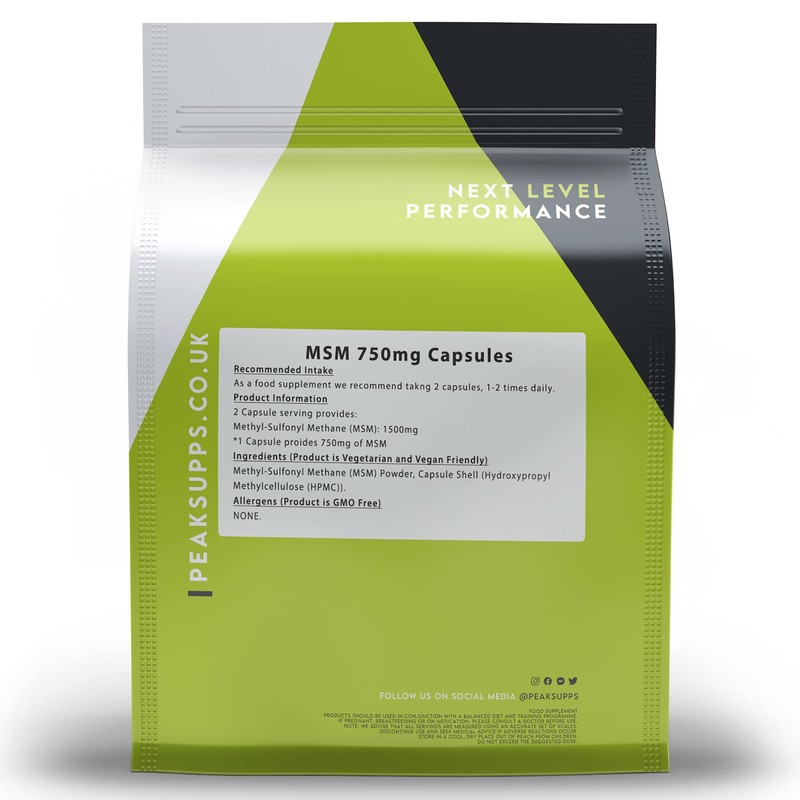 MSM Capsules 750mg Capsules | Pure | Vegan (90 Capsules)