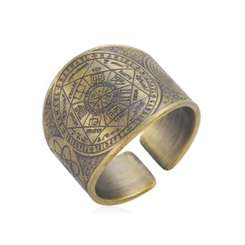 Ticome Seven Archangels Ring,Retro Style Solomon Seven Pointed Star Magic Circle Ring, Men's Bronze Stainless Steel Guard Ring, Trendy Accessories, Jewelry Gifts (Size 8, Adjustable Opening)