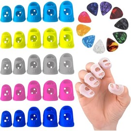 30 Pcs Protector de Dedos para Guitarra, Dedales de Silicona para Dedos con Púas para Guitarra, Protectores de Dedos para Guitarra, Apto para Principiantes y Profesionales (Multicolor)
