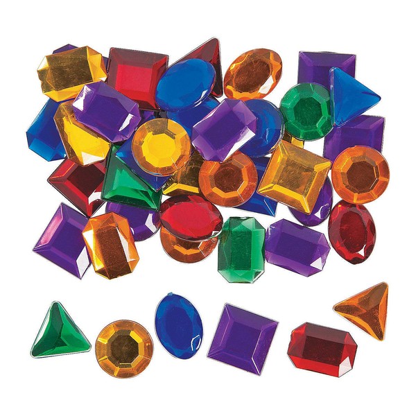 Fun Express Bulk Geometric Jewels with Adhesive Back, 500 Pieces