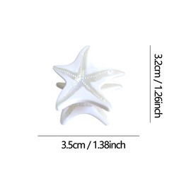 Cute Mini White Starfish Hair Clips,Funny Acetate Claw Clip for Women,Fashion Hair Clip,Pack of 2