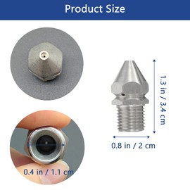 XCSJ Pipe Cleaning Nozzle, Sewer Jetter Nozzle for Drilling Sewage Pipes, Cleaning Nozzle for Pressure Washer Nozzle, 1/4 Male Thread, Pressure Washer Cleaning Nozzle Accessories (Silver)
