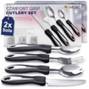iMedic Easy Grip Cutlery for Arthritic Hands, Silver/Black, 2 Pack
