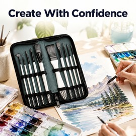 10-Piece Paint Brush Set for Acrylic & Watercolor - Nylon Hair Wooden Handle Brushes for Art, DIY & Painting Projects
