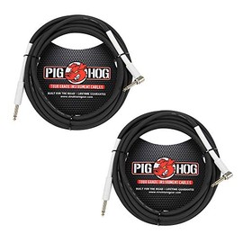 Pig HOG Cable de instrumento de alto rendimiento de 18.6 pies, color negro (ángulo recto), paquete de 2