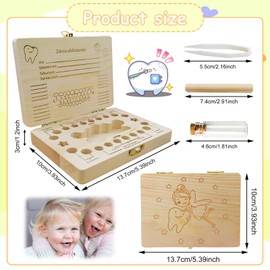 TECHEEL Wooden Milk Tooth Box, Wooden Milk Teeth Box, Tooth Box for Milk Teeth, Milk Teeth Box, Wooden Tooth Box, Storage Box for Preschool Child Teeth