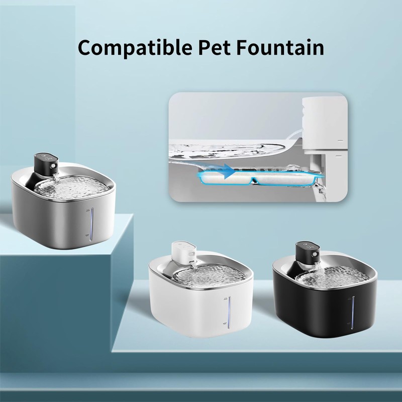 Kactoily 12 Pack Cat Water Fountain Filter & 12 Pump