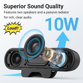 Inwa Computer Speakers for Desktop PC, USB Monitor Speaker Bar with Clip-On, Wired Desk Speakers with HD Stereo Loud Sound, Laptop Speaker Mini Sound Bar, Easily Clamps to Monitor