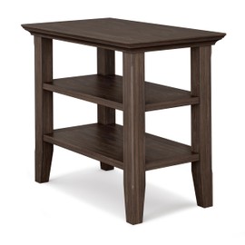 SIMPLIHOME Acadian 14-inch Wide Solid Wood Narrow End Table in Farmhouse Brown, Transitional-Style Side Table for Living Room, Bedroom, or Family Room with 2 Open Shelves