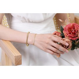 AWARDSEN Women's Open Bangle Bracelet, Adjustable Bracelet, Set of 2, Gold-Plated Stainless Steel Bracelets, Stacking Bracelets, Jewellery Bracelet for Women, No gemstone