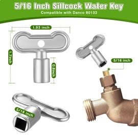 3PACK 5/16 Sillcock Water Key Compatible with Danco 80132, Silver, Classic