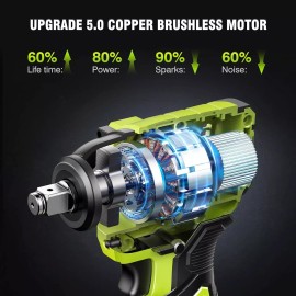 ‎Robustrue Cordless Impact Wrench 1/2 550Nm 2800RPM 2x4.0Ah Battery for Tire Removal Repair