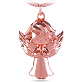 Goldziples Guardian Angel Keyring with Gift Box, Car Key Lucky Charm Made of Metal in Silver, as a Gift for Women, Men, Children, Driving Beginners (Silver), Short Hair Rose Gold