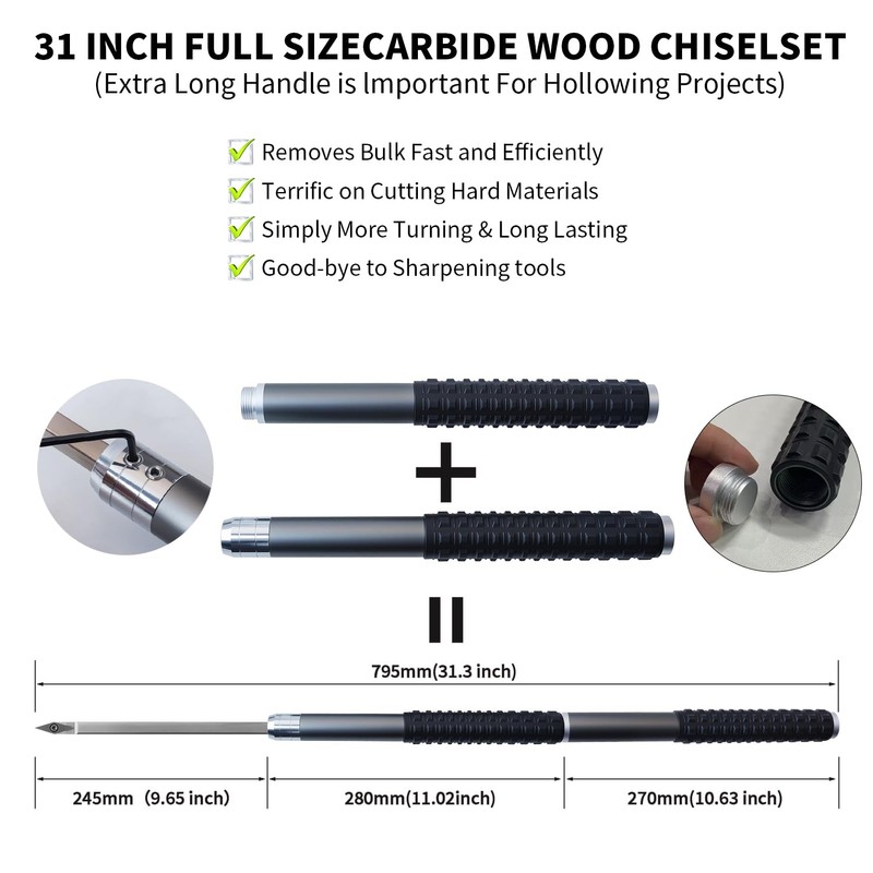RUITOOL Carbide Wood Lathe Turning Tools Set with Bowl Sander,