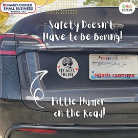 Baby on Board Sticker Set, 2-Pack Funny Car Decals “Baby on Board” + “My Boss Inside” Cute, Durable Vinyl Safety Signs for Car Windows or Bumpers No Magnet or Suction Cup Needed
