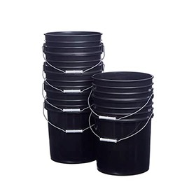 Hudson Exchange Premium 5 Gallon Bucket, HDPE, Black, 6 Pack