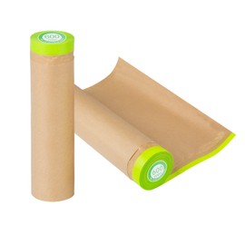 Tangibay Pre-Taped Masking Paper for Painting - 24 inch x 50 feet Tape and Drape Painters Paper, Paint Adhesive Protective Paper Roll for Covering Skirting, Frames, Cars and Auto Body (2 Rolls)