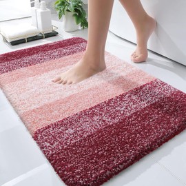OLANLY Bathroom Rug Mat 30x20, Extra Soft and Absorbent Microfiber Bath Rugs, Non-Slip Plush Shaggy Bath Carpet, Machine Wash Dry, Bath Mats for Bathroom Floor, Tub and Shower, Red