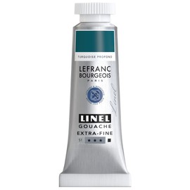 Lefranc Bourgeois 301197 Linel Gouache Extra Fine and Smooth Watercolours with Maximum Colour Intensity, Luminosity for Streak-free Application, 14 ml Tube - Dark Turquoise