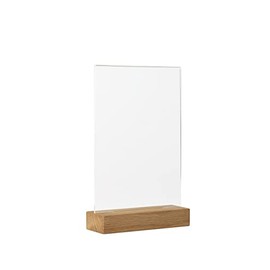 EUROPEL A5 Premium Crystal Clear Acrylic Table Display Stand Sturdy and Durable FSC Certified Oak Wood Base Two Sided Display for Restaurants, Hotels, Conferences, Festivals