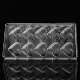 Grainrain Plastic Chocolate Molds Valentine's Day Heart Candy Molds Plastic Polycarbonate Chocolate Molds Clear Hard DIY Pastry Baking Tool (S5-19313)