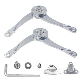 Runseaway 2Pcs Soft Close Lid Support Hinge, Zinc Alloy Lid Stay Hinges Buffer Damper, Adjustable Folding Lift Up Support for Kitchen Cabinet Door Cupboard Furniture, Nickel Plated 03B