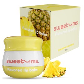 Sweetums Bálsamo labial de piña con aceite de vitamina E - Tratamiento labial hidratante y mascarilla reparadora durante la noche - Cuidado de labios vegano con espejo integrado y aplicador - Acabado brillante para labios secos y agrietados - 0.15 onzas