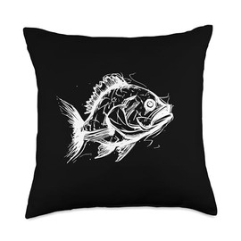 Angel Fishing, lustige Sprüche Bass Fish Comic Art Design for Men Women Children Throw Pillow, 18x18, Multicolor