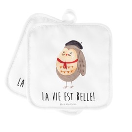 Mr. & Mrs. Panda Set of 2 Pot Holders Owl France - Gift, Hibou, Pot Holder Funny, Béret, Oven Glove, Pot Holder with Saying, Pot Holder