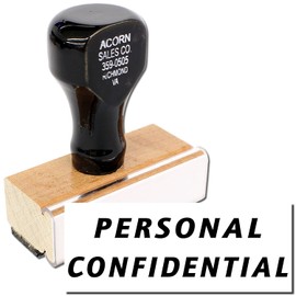 Large Italic Personal Confidential Rubber Stamp, Perfect for Shop, Wood Handle Rubber Stamp, Uses Inking Pad, Larger Size Approx 3/4" x 2-1/4", Made in USA