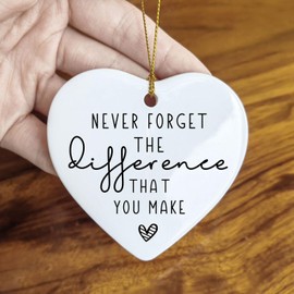 Never Forget The Difference You Make, Thank You Gift, Company Coworker Gift, Midwife Gift, Ceramic Heart, Friend Gift, Team Thank You Gifts, Appreciation Gift, Appreciation Ornament