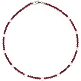 Garnet Jewellery (Necklace) Garnet Necklace with Faceted Quartz Crystal Balls Clasp 925 Sterling Silver Model Number 2185, Gemstone, Crystal