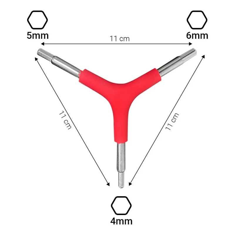 Llave Allen Bicicleta Tipo Y De Tres Vías 4mm 5mm