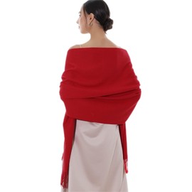 RIIQIICHY Scarf, Women's Cashmere Touch Scarf, Large Scarf, Wedding, Solid, Thick, Warm, Birthday Gift, Christmas Gift, red