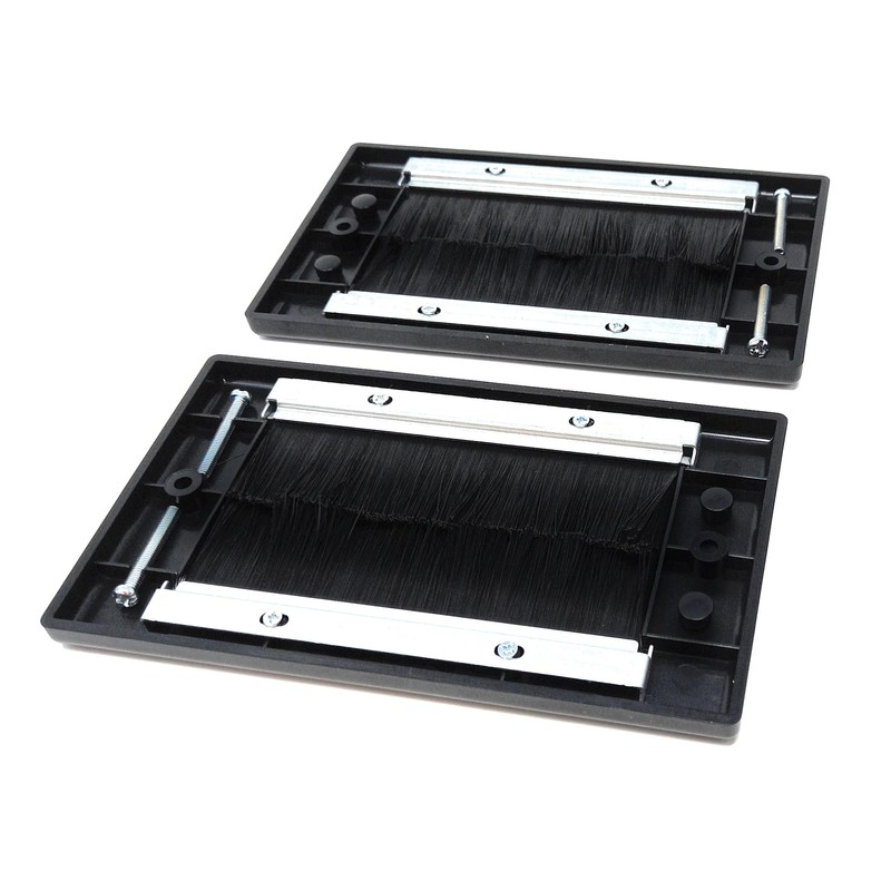2pcs. Dual Gang Brush Wall Outlet Cable Entry Plate, Tidy