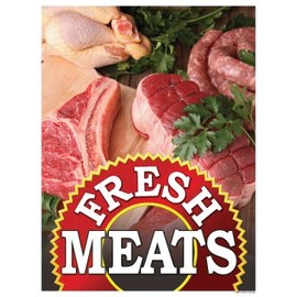 Supermarket Grocery Fresh Meats Window Sale Sign Posters Retail Business Store Signs (P70-38" x 50")
