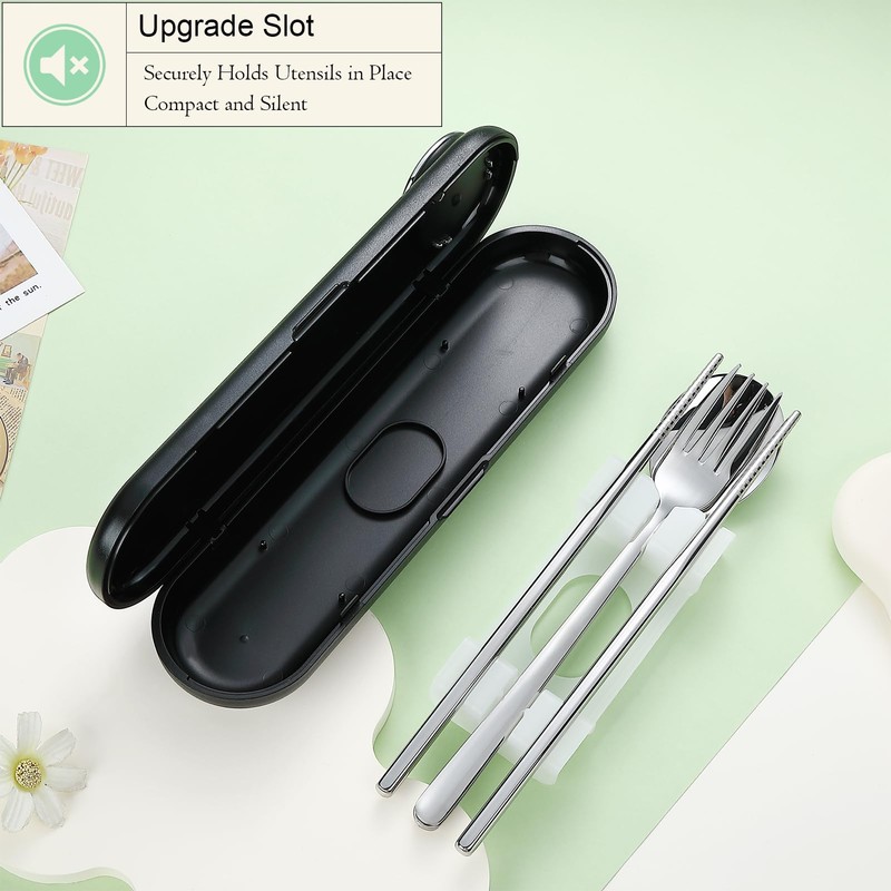 DEVICO Travel Utensils with Case Cute, Reusable Silverware for Lunch,