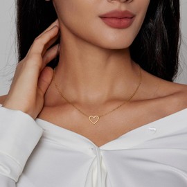HERIER Heart Necklace for women 14k Gold Plated Cute Necklaces Trendy Open Heart Choker Necklace Dainty Gold Necklace Simple Gold Jewelry for Women