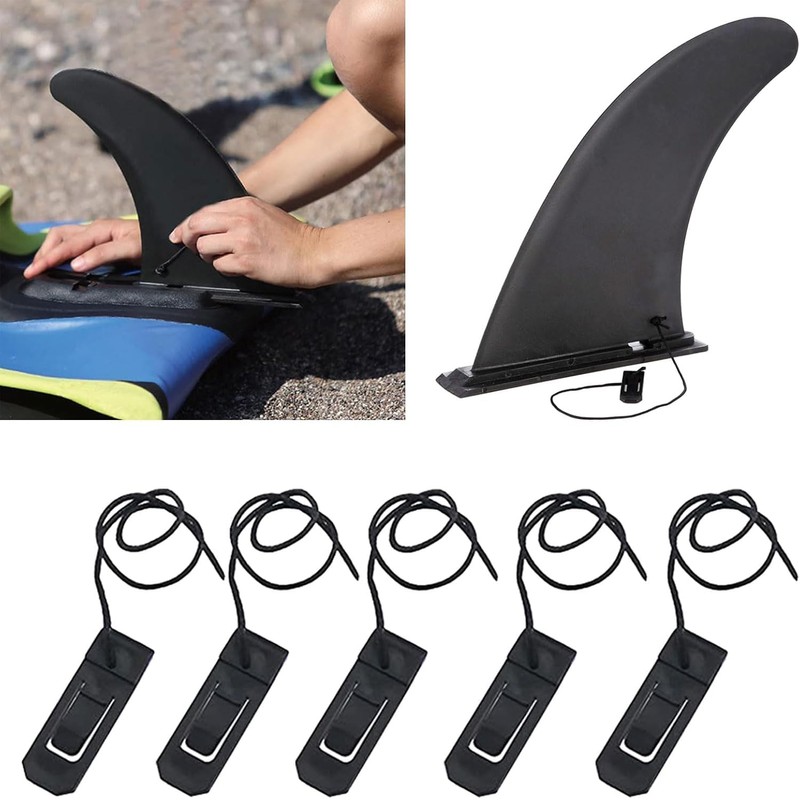 Jowxsx 5Pcs Black Surfboard Fin Clips Replacement Surfboard Fin Buckle