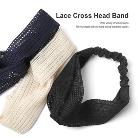 M.H.A. Style 21962 Women's Lace Summer Hair Turban Headband, C. Navy