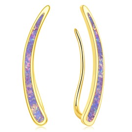 CiNily Opal Ear rings, Ear Cuffs Climber Earrings for Women Hypoallergenic, 14K Gold Plated Cartilage Earrings Crawler Stud Earrings Dainty Trendy Jewelry Fashion Earring Birthday Gift for Women,