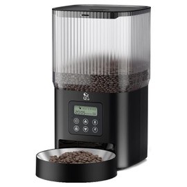 Olelica Automatic Cat Feeders, Timed Dog Feeder with Stainless Steel Bowl, 5L Programmable Control 1-6 Meals Per Day, Pet Dry Food Dispenser for Cats and Small Medium Dogs