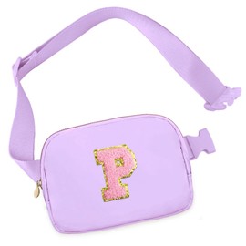 Birthday Gifts for 6 7 8 9 10 11 12 13 15 18 Year Old Girls, Initial Letter Waist Fanny Packs Crossbody Bag Belt Bag Cute Trendy Preppy Stuff for Kids Teens Women (P, Lavender)