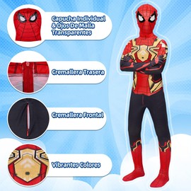 Nasjac Traje de Cosplay Para Niños, Disfraz de Halloween de Niños Para Superhéroe Fiesta, Compatible Con Disfrace de Cosplay de Superhéroe, Traje de Una Pieza para Niños, Regalo Navideño para Niño