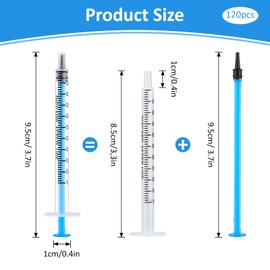 Pack of 120 Dosing Syringes Without Needles, 1 ml Syringes, Blue Plastic Syringes, Small Syringes for Animal Feeding, Ink Addition, Gluing