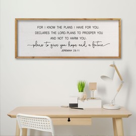 comurdyo Jeremiah 29:11 Bible Verse Wall Art 32x12 Inch Large Scripture Christian Blessing Decor Plans To Give You Hope And A Future Sign (Wood)