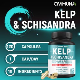 CIVIMUNA Kelp Extract Capsules with Kelp, Schisandra, Ashwagandha and More - 120 Capsules for 4 Months Supply