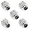 TUCKBOLD Push to Connect Air Fittings 1/4" Male Thread Air Line Quick Connector Plastic Nickel-Plated Copper 1/2" NPT 5 Pcs Black Silver Tone
